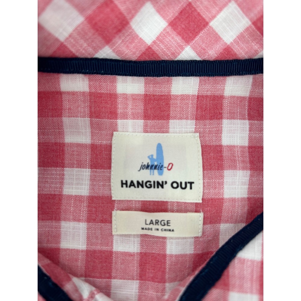 johnnie-O Hangin Out Mens Large Red White Gingham Button Down Shirt JMWL3140 - Picture 3 of 11